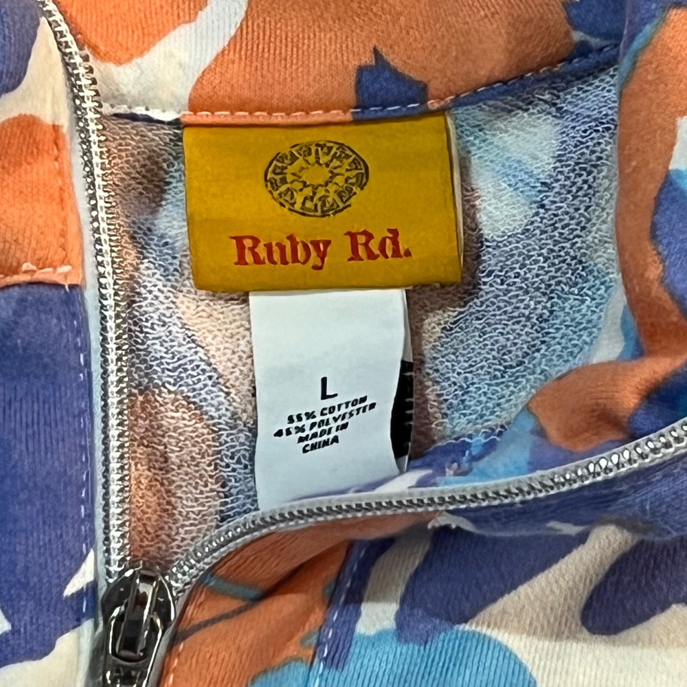 Ruby Rd Quarter Zip Pullover Floral Abstract Prin… - image 4